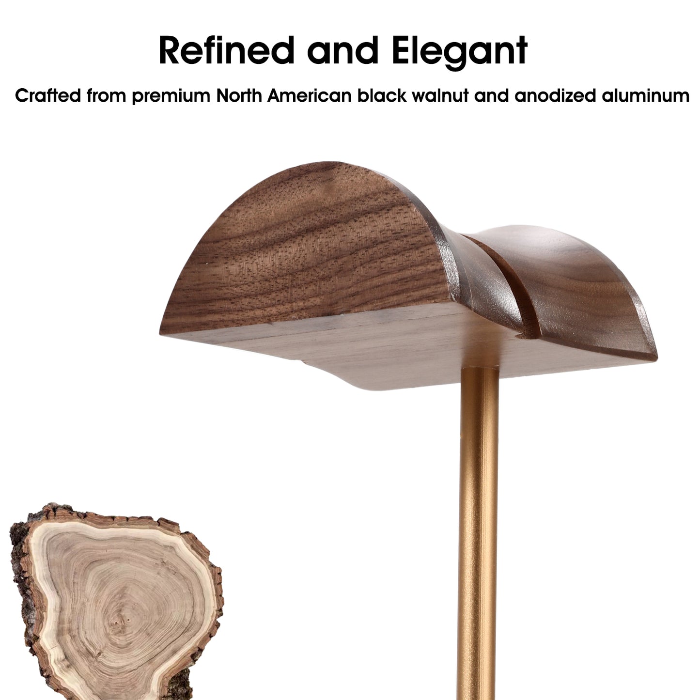 NIRVASH Headphone Stand Wood - Brass