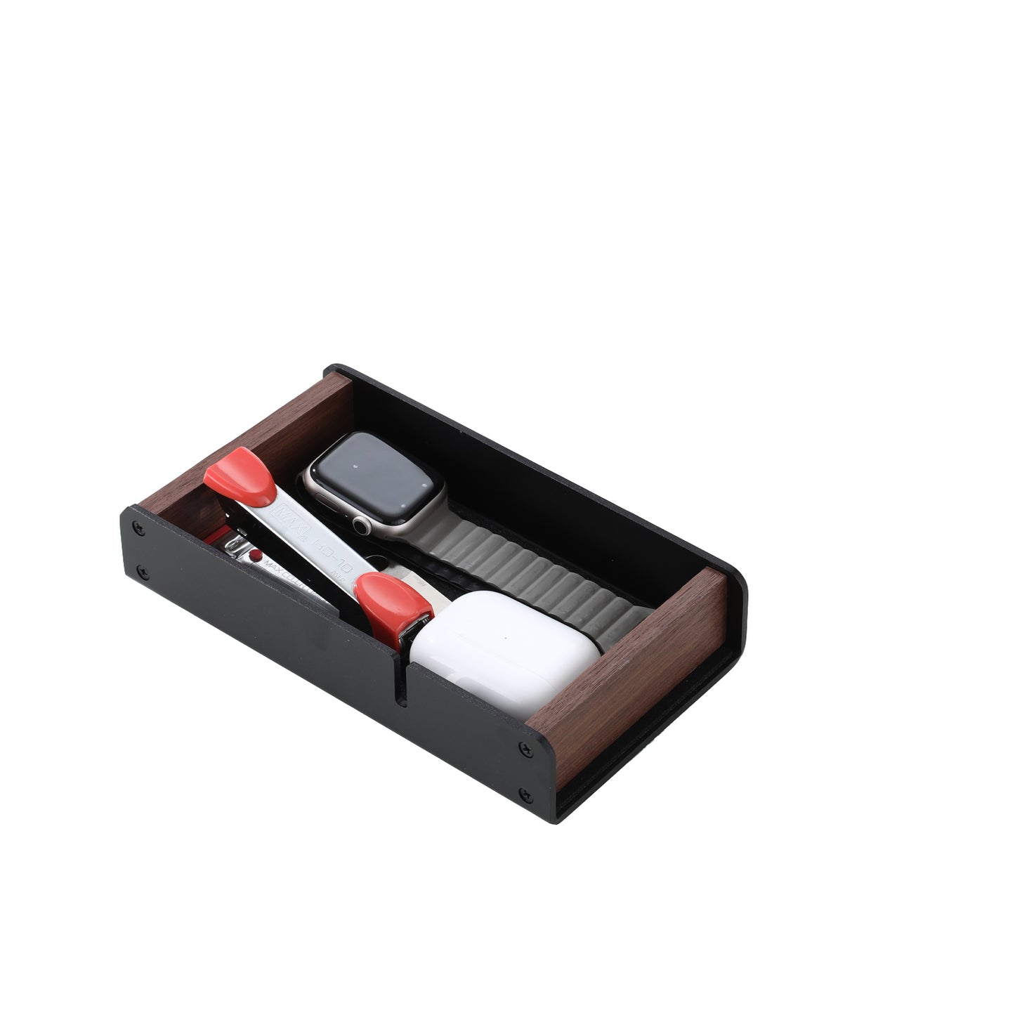 NIRVASH Walnut Desk Tray with Pen Holder Set -Black