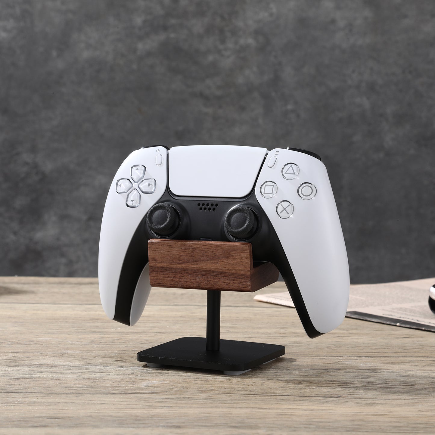 Walnut Controller Holder for Desk - Black