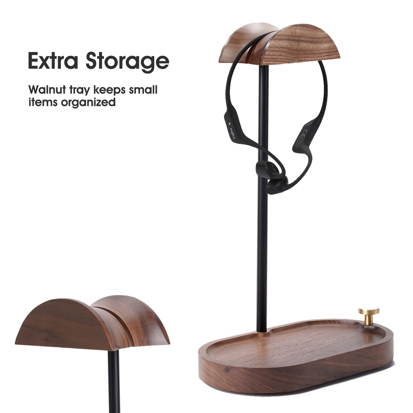 NIRVASH Headphone Stand Wood - Black