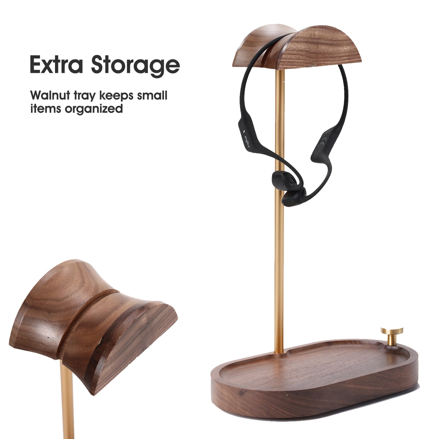 NIRVASH Headphone Stand Wood - Brass