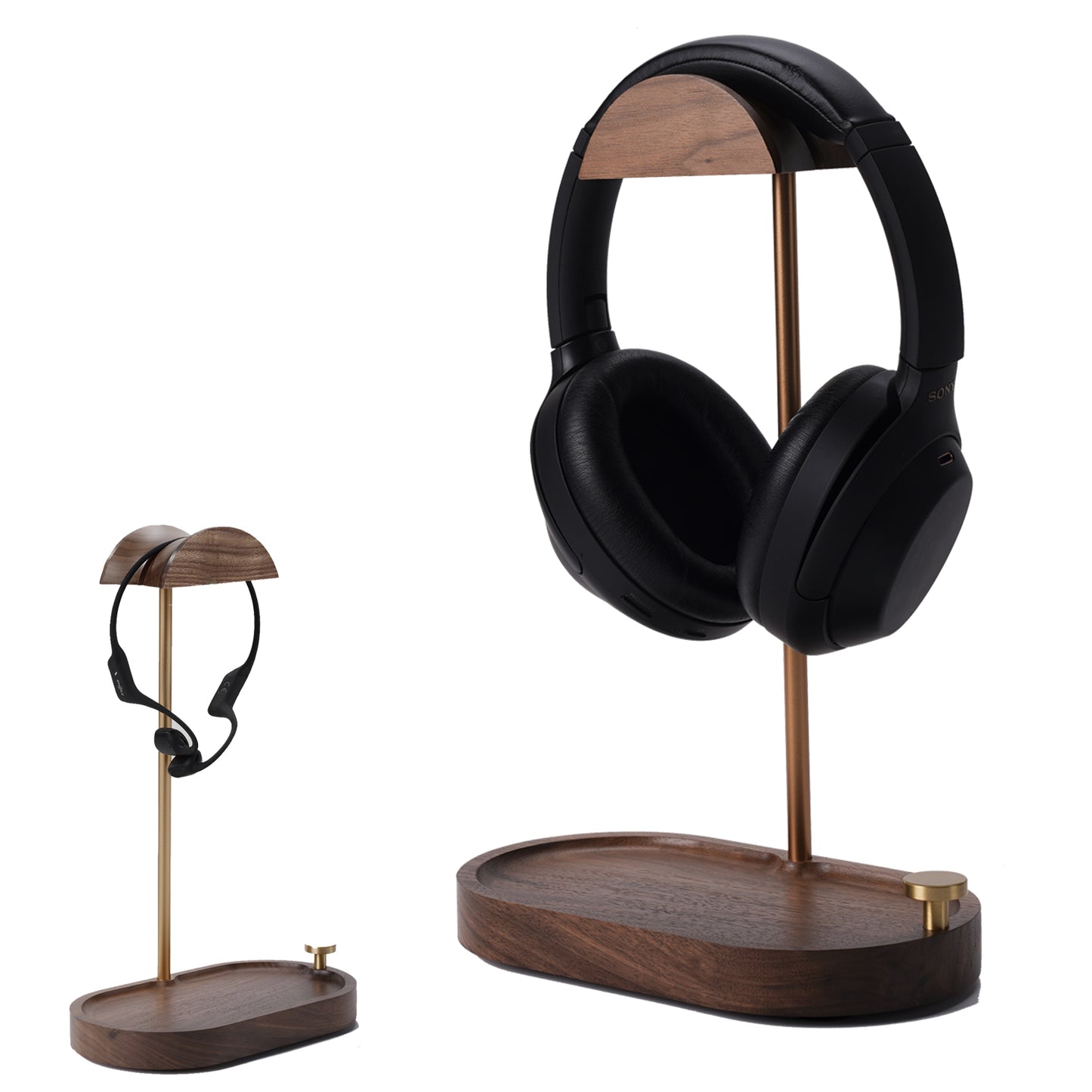 NIRVASH Headphone Stand Wood - Brass