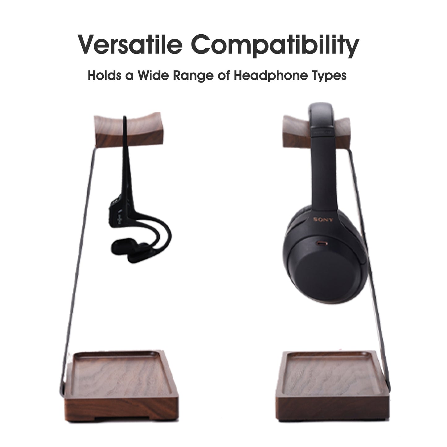 NIRVASH Walnut Headphone Stand for Desk - Gray