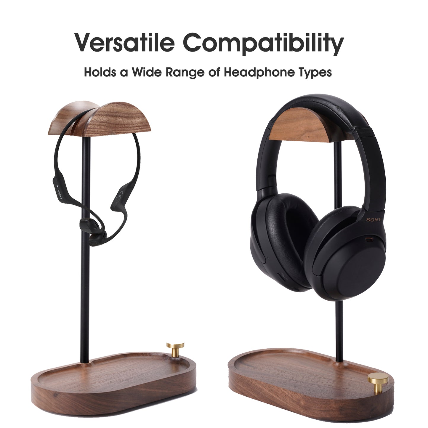 NIRVASH Headphone Stand Wood - Black