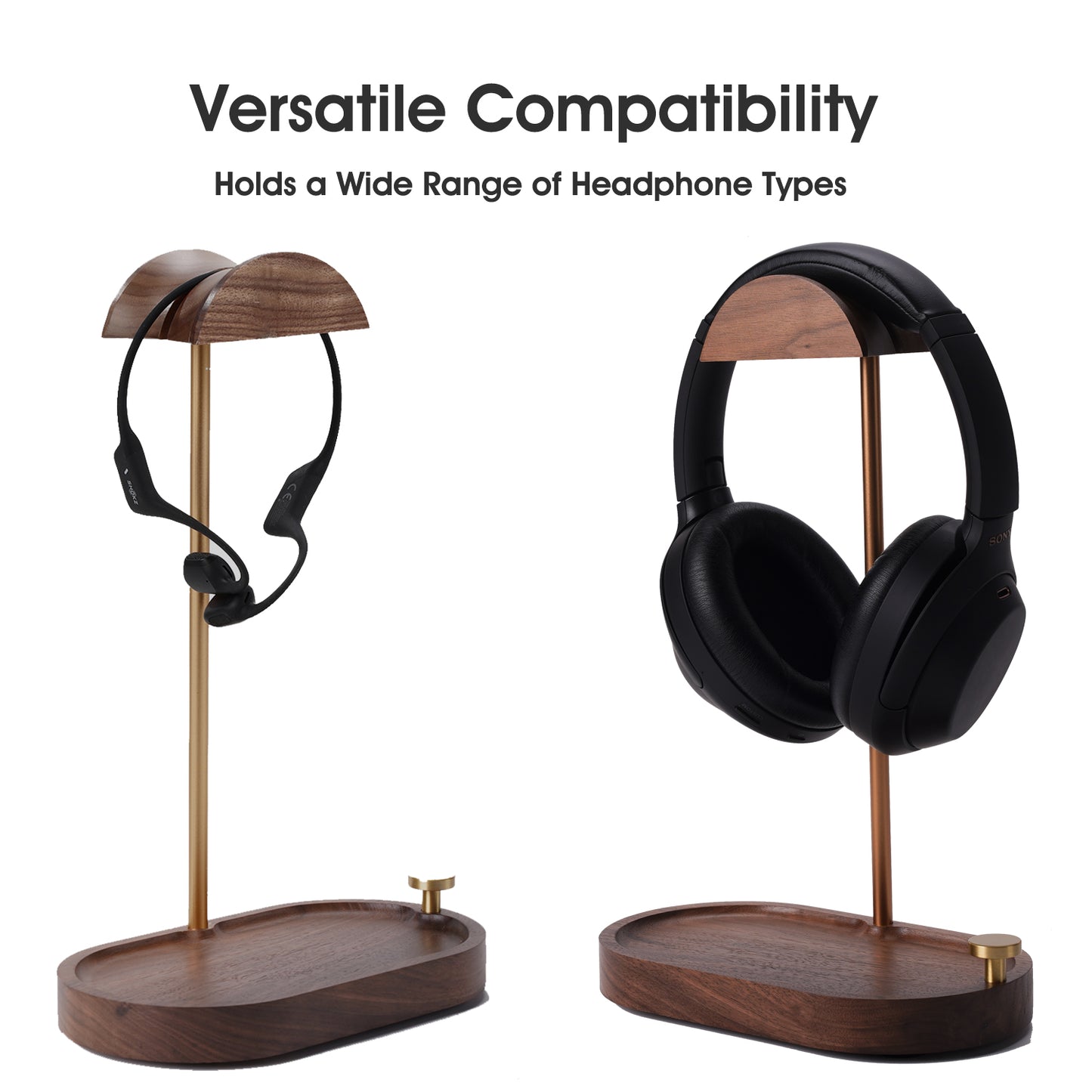 NIRVASH Headphone Stand Wood - Brass