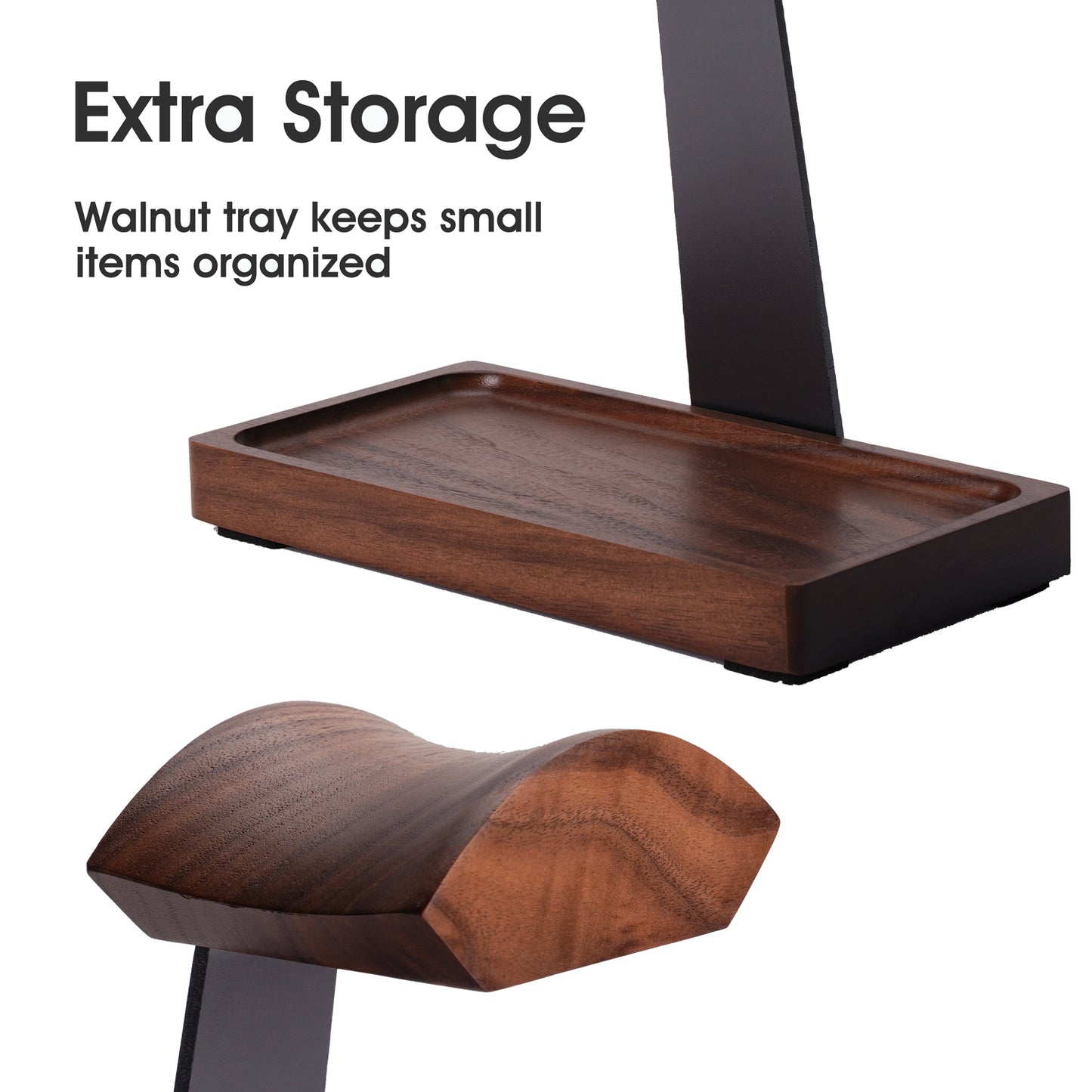 NIRVASH Walnut Headphone Stand for Desk - Gray