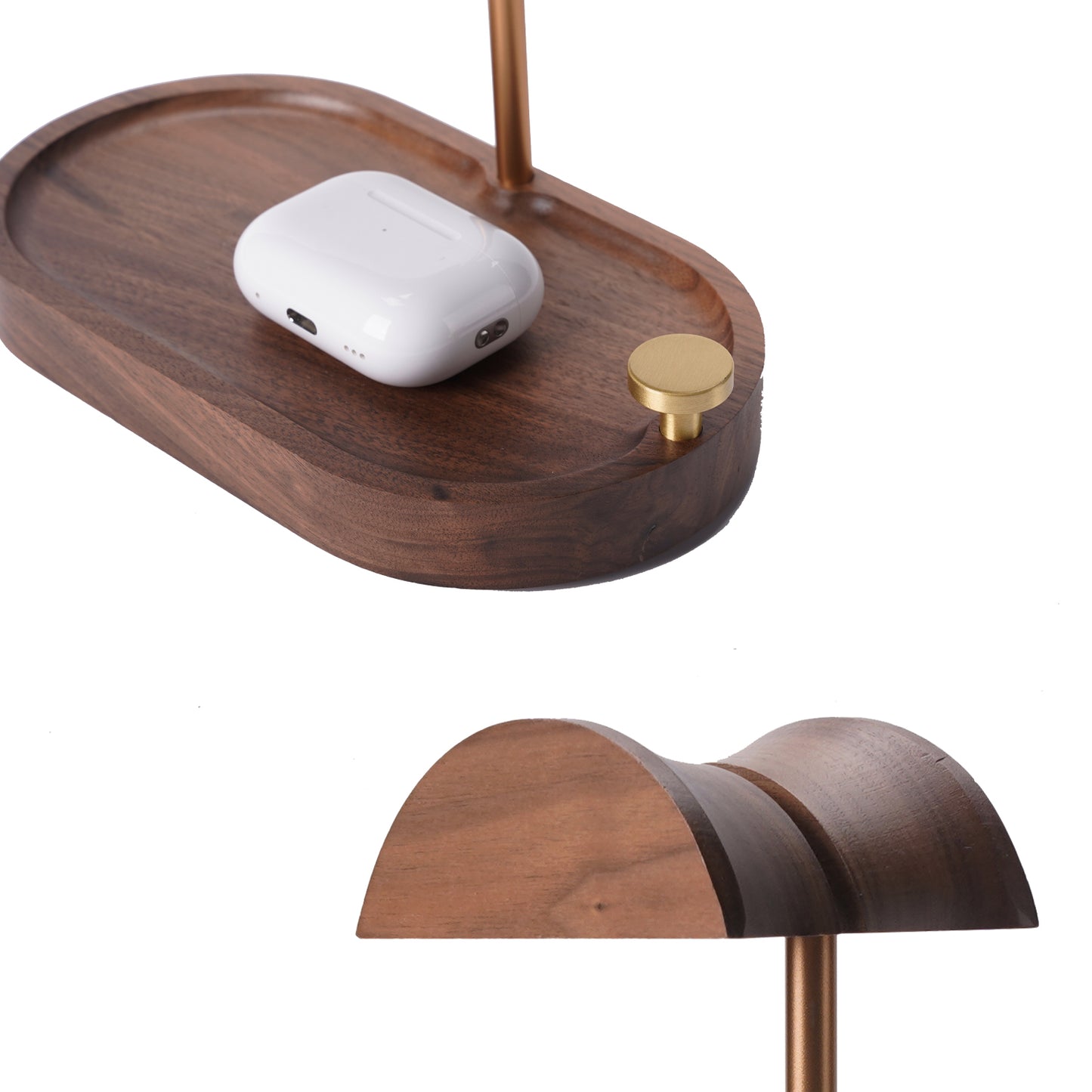 NIRVASH Headphone Stand Wood - Brass