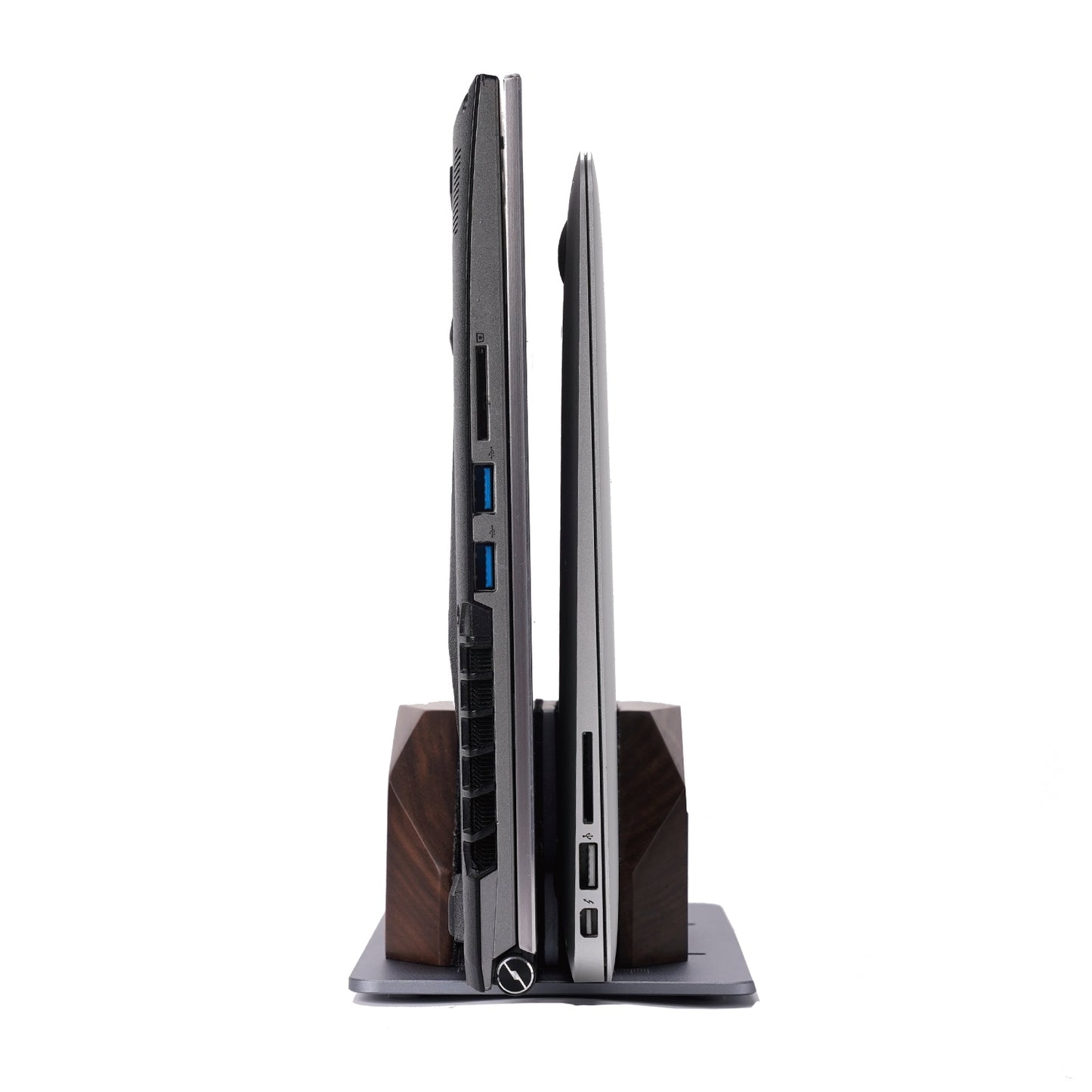 NIRVASH Walnut Wood Vertical Laptop Stand - Gray