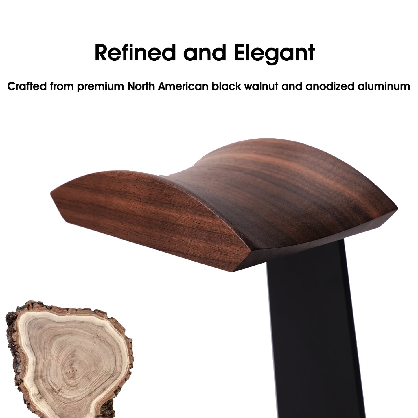 NIRVASH Walnut Headphone Stand - Black