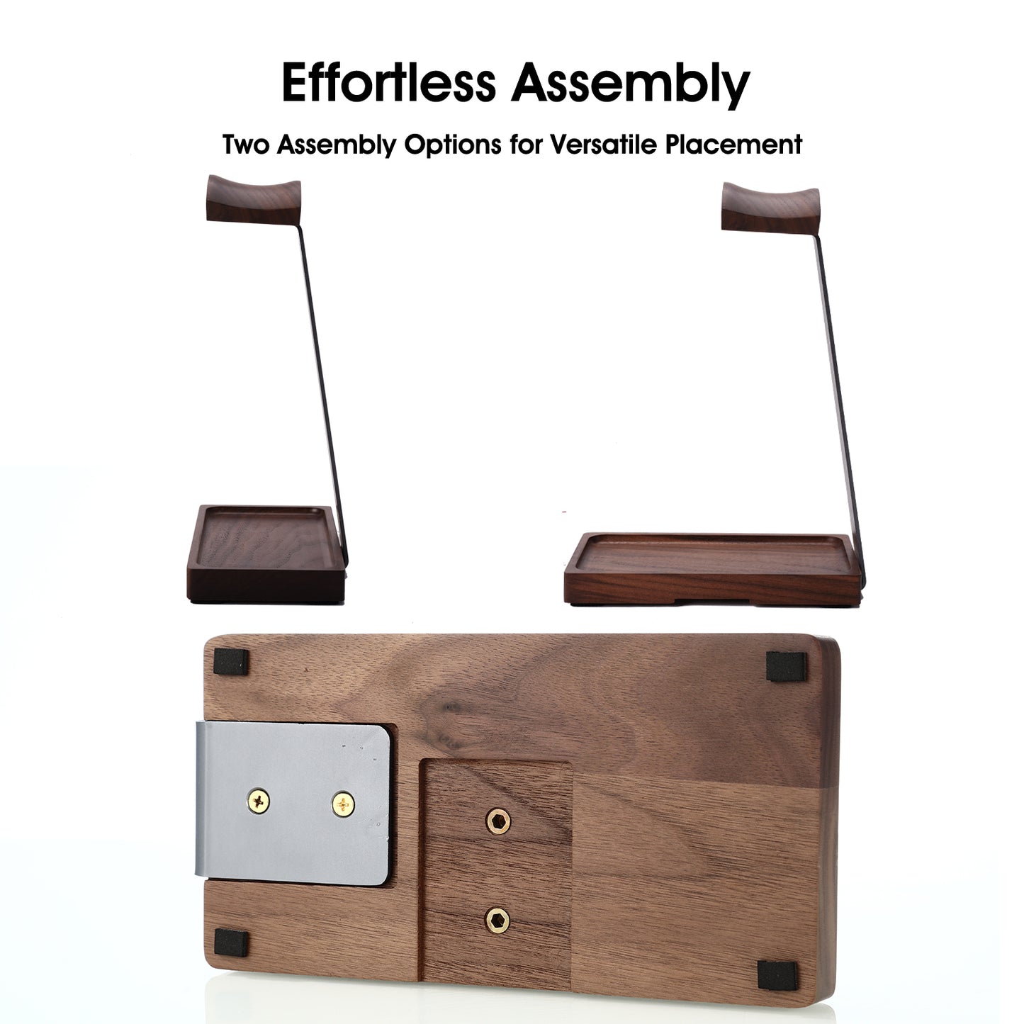 NIRVASH Walnut Headphone Stand for Desk - Gray