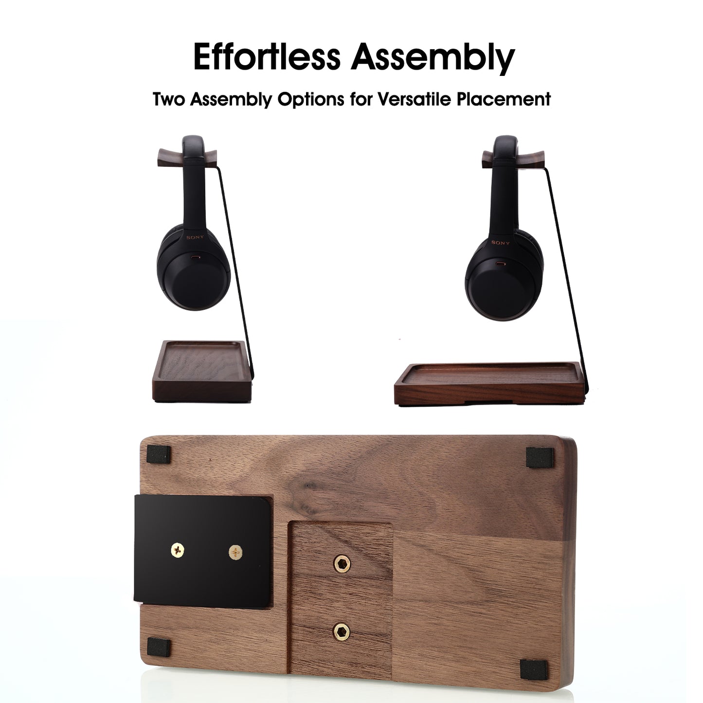 NIRVASH Walnut Headphone Stand - Black