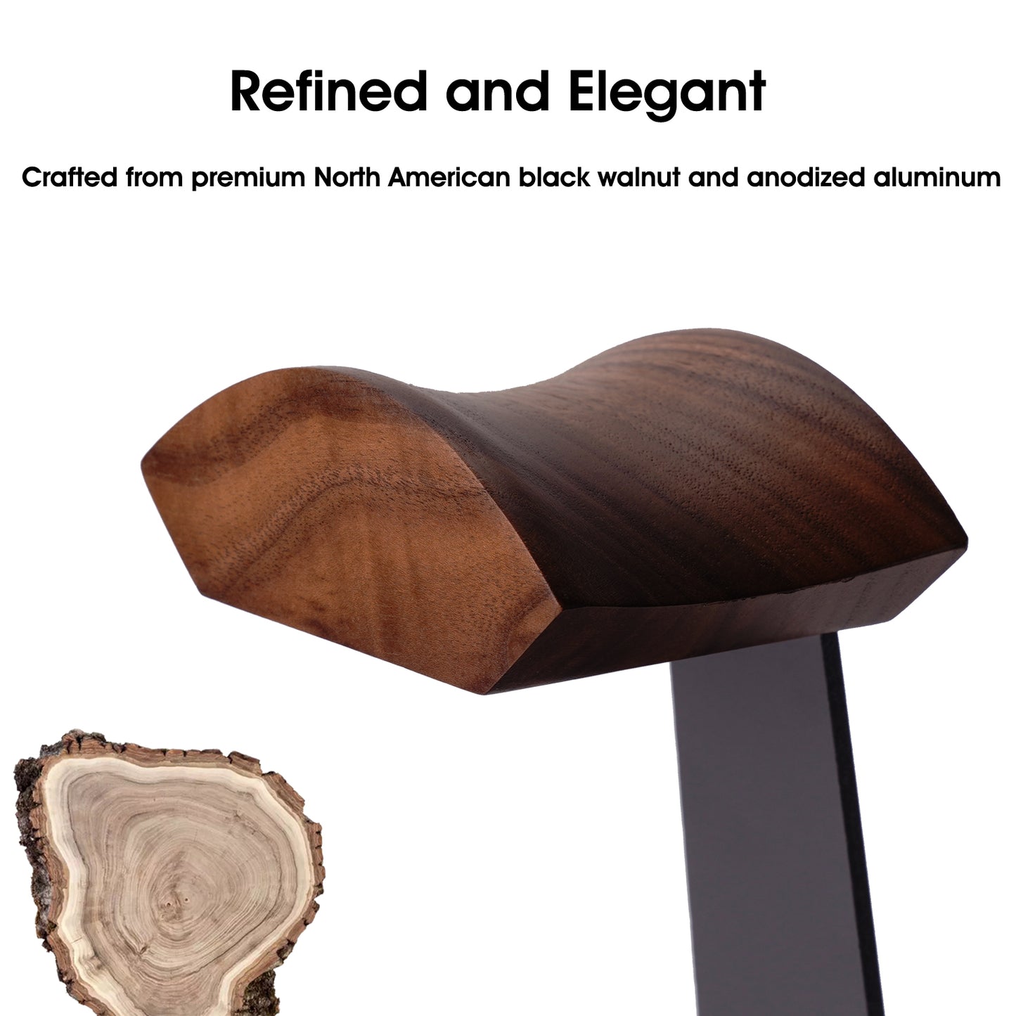 NIRVASH Walnut Headphone Stand for Desk - Gray