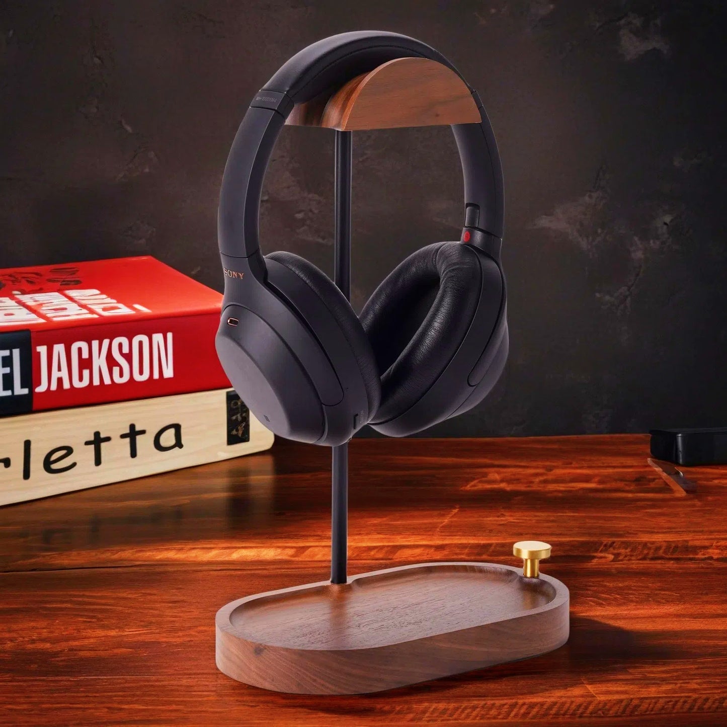 NIRVASH Headphone Stand Wood - Black