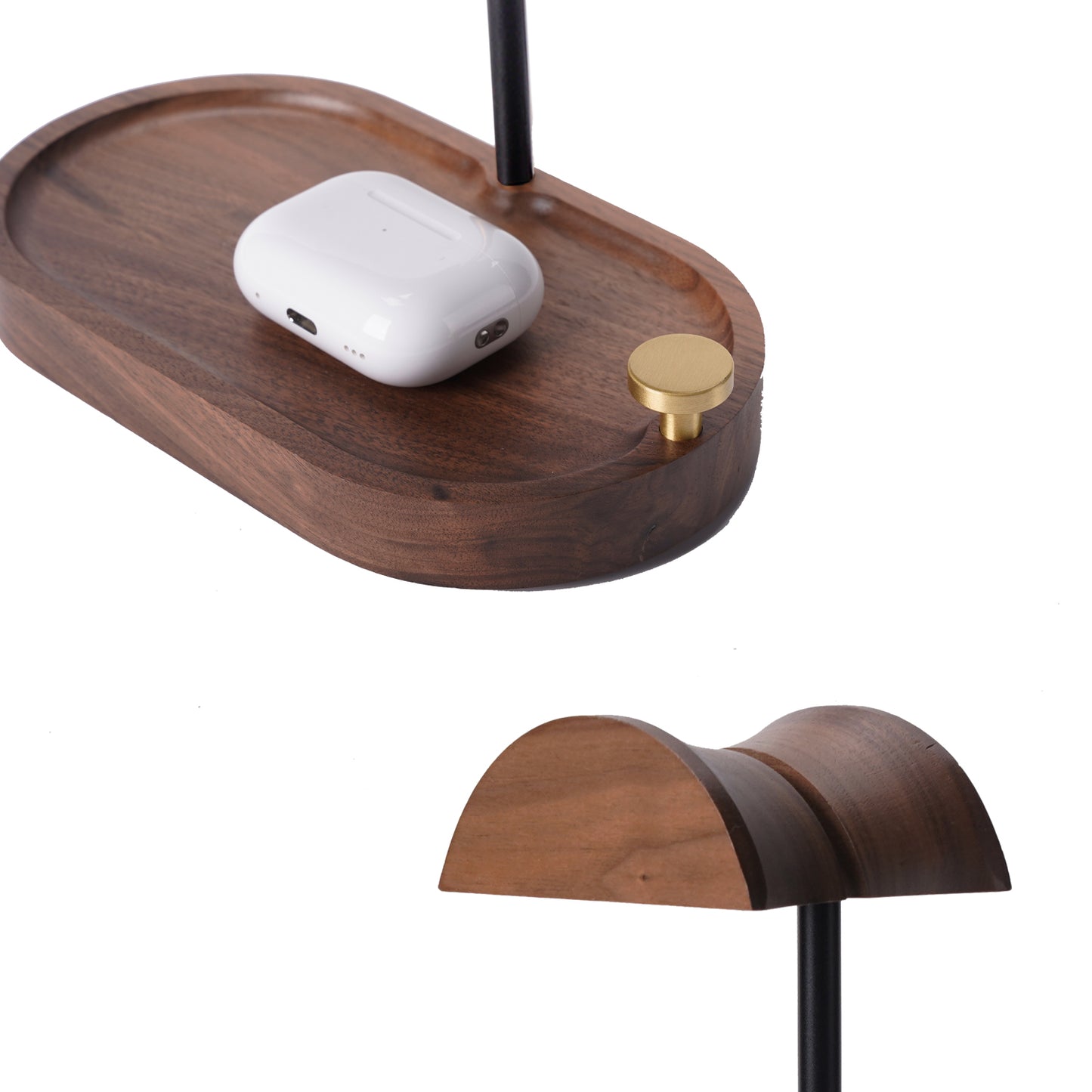 NIRVASH Headphone Stand Wood - Black