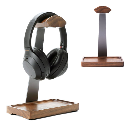 NIRVASH Walnut Headphone Stand for Desk - Gray