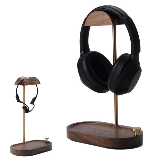 NIRVASH Headphone Stand Wood - Brass