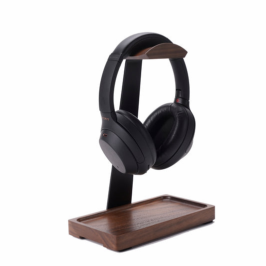 NIRVASH Walnut Headphone Stand - Black