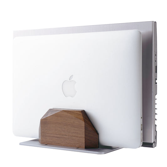 NIRVASH Walnut Wood Vertical Laptop Stand - Gray